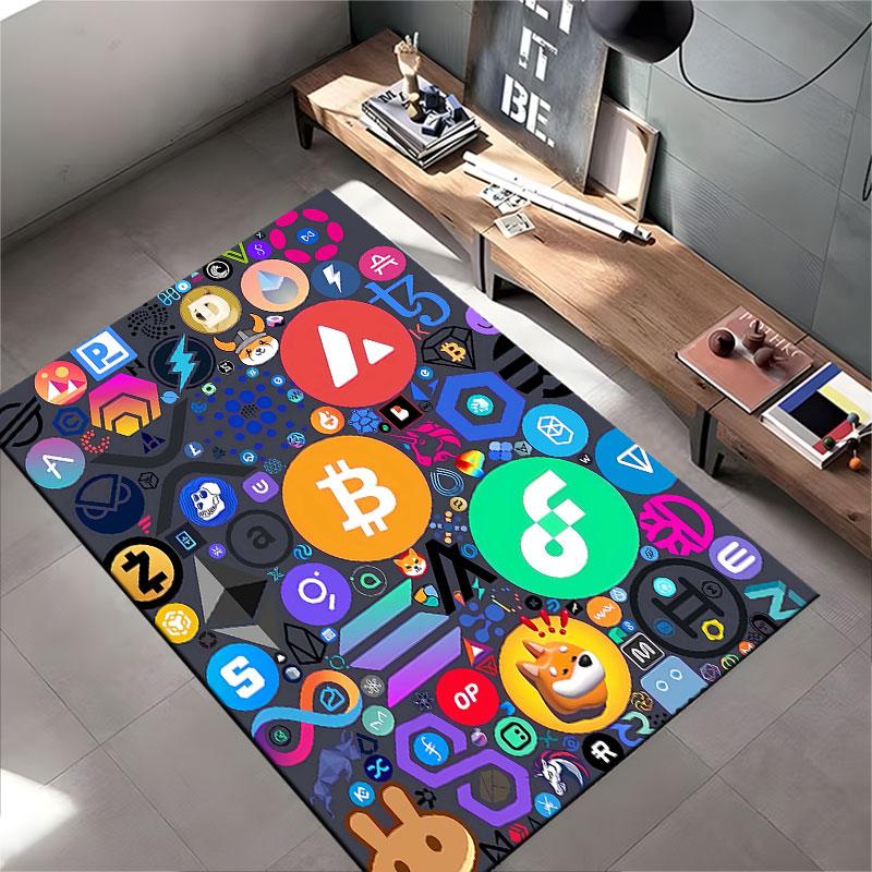 Crypto Logos Pattern Carpet suitable as a non-slip mat for the living room or bedroom sofa