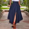 Womens Summer High Waist A Line Slit Hem Skirts With Pocket