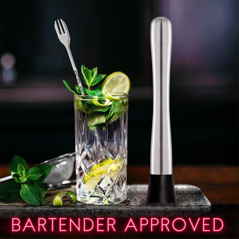 2Pcs Muddler for Cocktails Stainless Steel Cocktails Muddlers Pestle with Stirring Spoon Bartender Cocktail Shaker Bar Tool Set