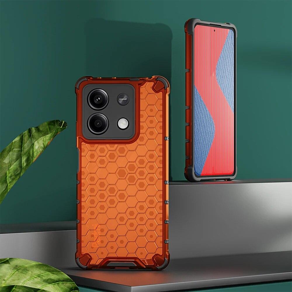 KEYSION Shockproof Armor Case for Redmi Note 13 Pro 5G Silicone+PC Transparent Honeycomb Phone Cover for Redmi Note 13 Pro+ 5G