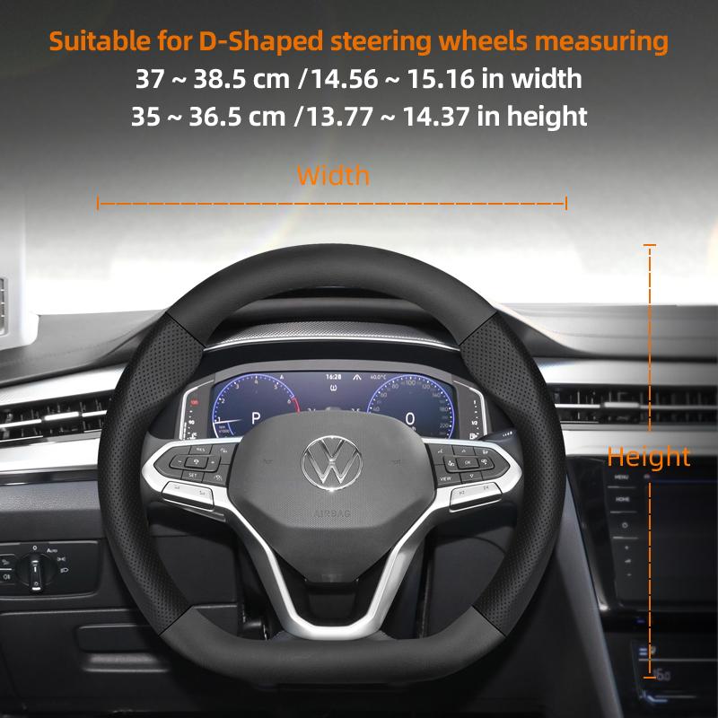 vcxja9 Suitable for Volkswagen Breathable Leather Matte Carbon Fiber Texture Steering Wheel Cover Suitable for Polo Golf 5 6 7 Gol Cc Passat B6 B8