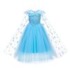 Cross-border foreign trade Ice and Snow Queen dress Fluffy yarn dress with cape Frozen Princess Elsa dress