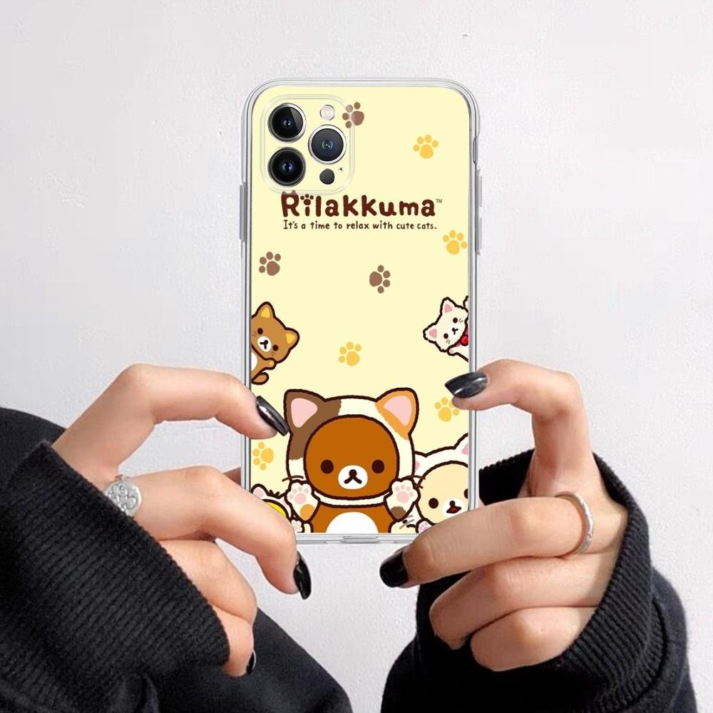 Милый Мультяшный R-Rilakkuma Чехол для Телефона для iPhone 16 15 8 7 6 6S Plus X SE XR XS 14 11 12 13 Mini Pro Max Мобильный Чехол