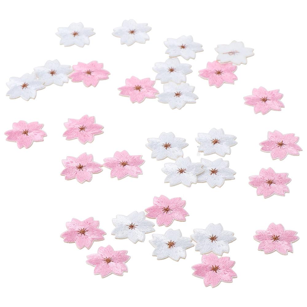 30pcs 2.5*2.3cm Colorful  Sakura Embroidered Patches  Hats