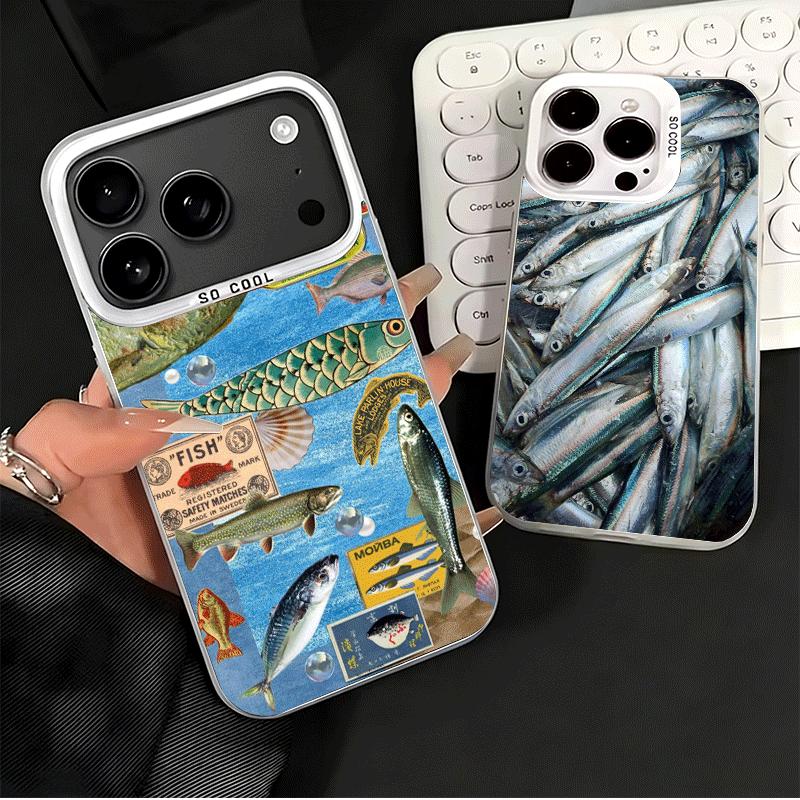 Скидка Соленая Рыба Ударопрочный Чехол для Телефона для iPhone 17 Air 16 16E 15 Pro Max 14 Plus 13 Mini 12 Задняя Крышка Противоударный Fundas