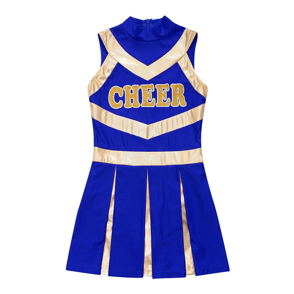 Униформа для девочек, костюм для болельщиц-подростков, командная одежда, без рукавов, контрастное цветное плиссированное платье, костюм на Хэллоуин