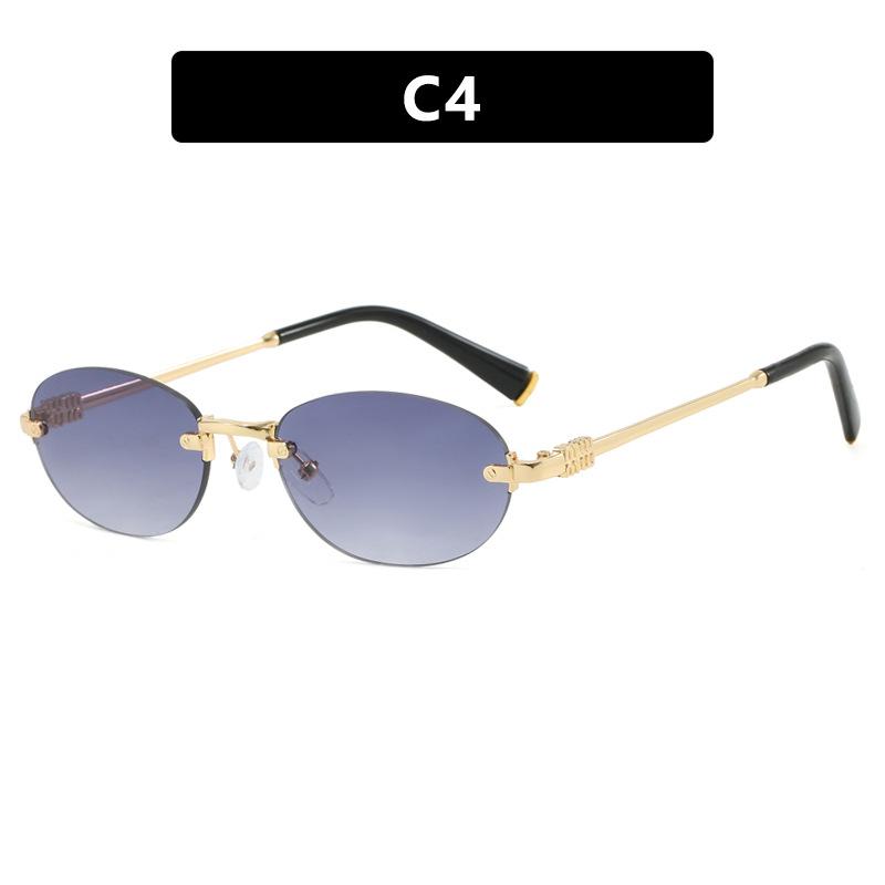 Retro Frameless Oval Sunglasses Fashion Men Fishing Driving Glasses Uv400 Shades Eyewear Essential Goggles For Outdoor Travel