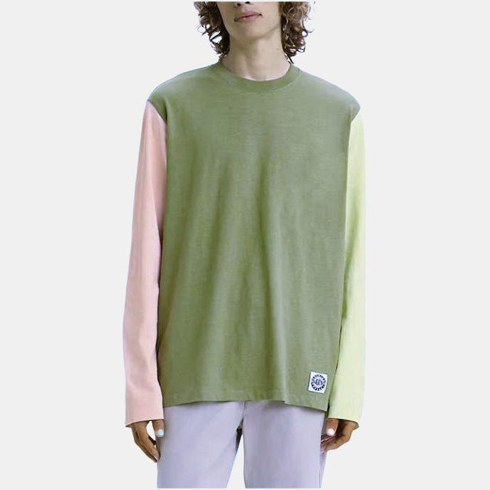 Мужская повседневная футболка с длинным рукавом и круглым вырезом Levis Color Block, топы, зеленый A4998-0001