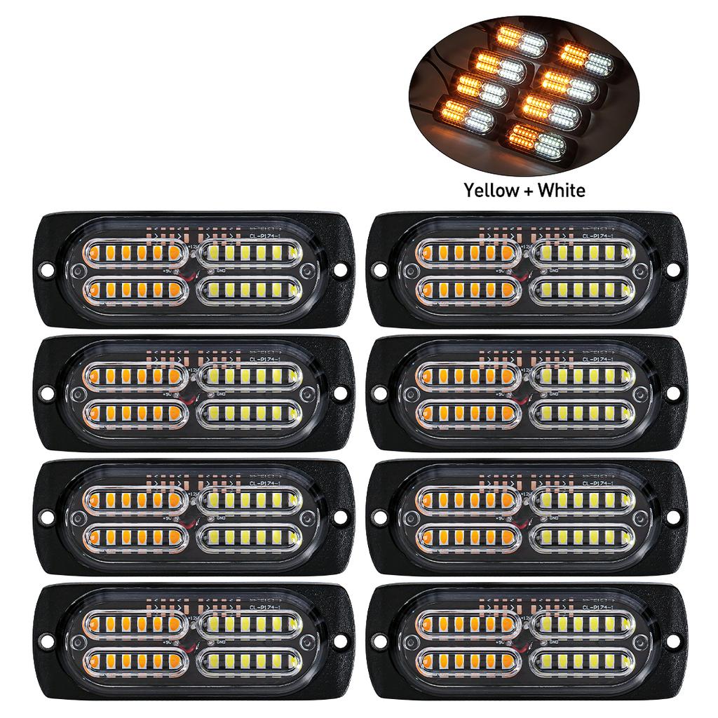 8-в-1 светодиодный светильник для гриля автомобиля, стробоскоп, красный, синий, аварийный, умный, с дистанционным управлением, для автомобиля, грузовика, прицепа, фургона, проблесковый маячок, решетка безопасности 12 В 24 В