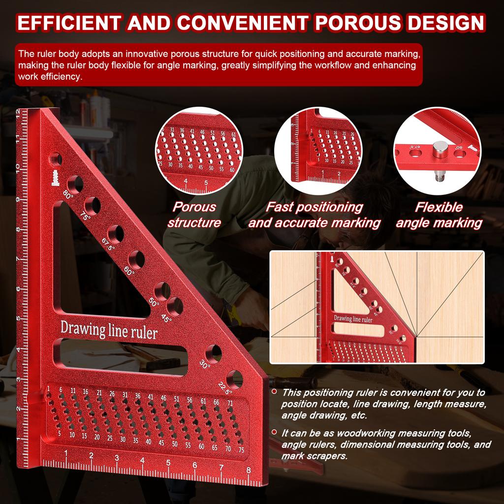 Измерительная линейка из алюминиевого сплава с несколькими углами для деревообработки, сделай сам, угловая линейка, утилита для разметки