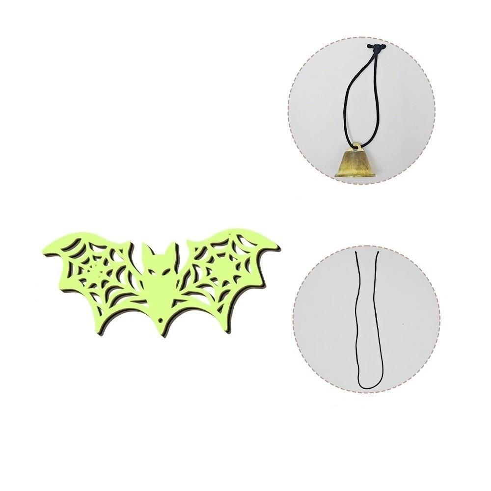 Glowing Halloween Luminous Bat Ornament Wooden Bat Wall Art Bat Door Pendant Window Fireplace