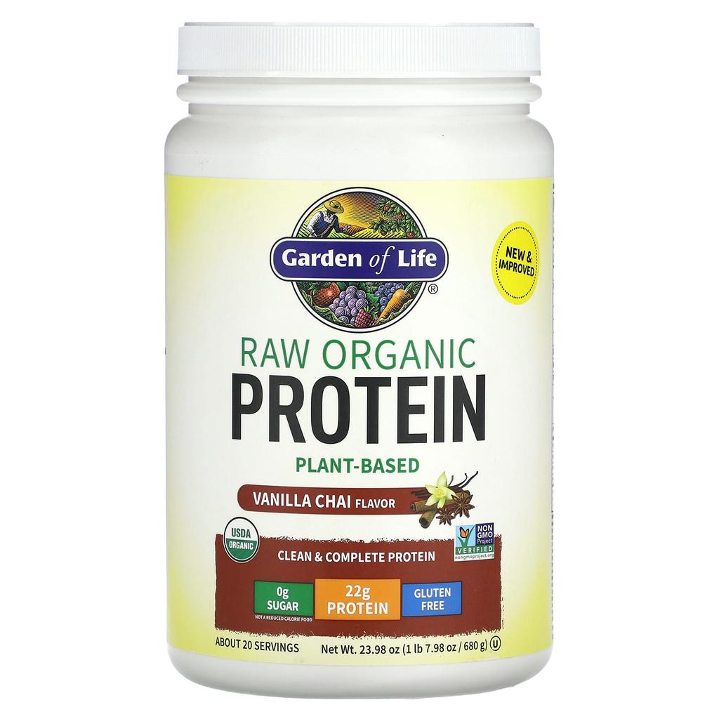 Garden of Life Raw Organic Protein, Plant-based, Vanilla Chai, 1 Lb 7.98 Oz (680 G)