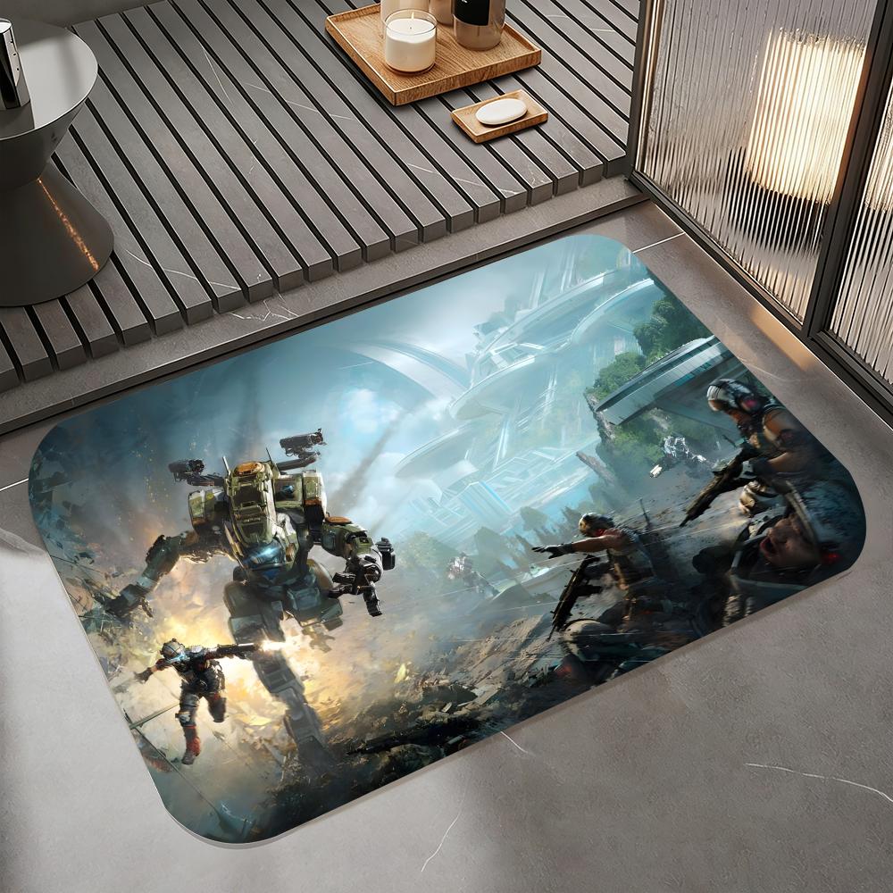 Аниме T-Titanfall II Напольный коврик, Диатомитовый коврик для ванной, Быстросохнущий, Впитывающий, Нескользящий коврик для двери