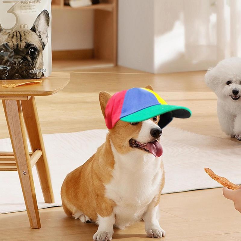 Dog Propeller Hat With Ear Holes Colorful Dog Bucket Baseball Caps Comfortable Rainbow Helicopter Top Hat For Poodle Puppy