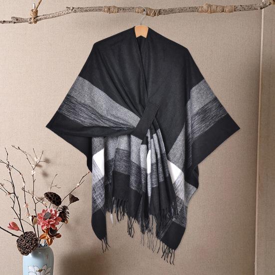 Шаль шарф с цветным полосатым принтом имитация кашемира накидка вечерняя одежда свадьба теплый зимний шарф