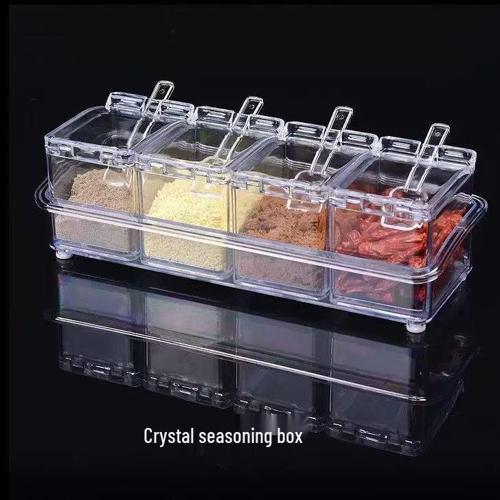 Кухонный набор из четырех приправ с высокой прозрачностью: Банки для хранения соли и специй