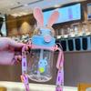 Children Straw Cup Cute Portable Cartoon Pattern Water Cup Birthday Gift for Travel 300ml
