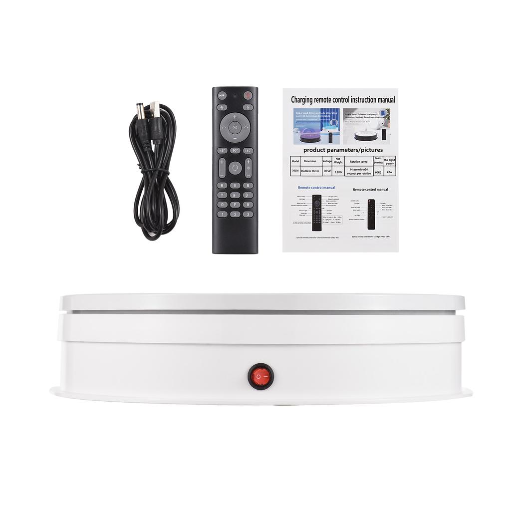 30CM/11.8in Motorized Rotating Display Stand with RGB Light Display Base 360 Degrees Rotatable Electric