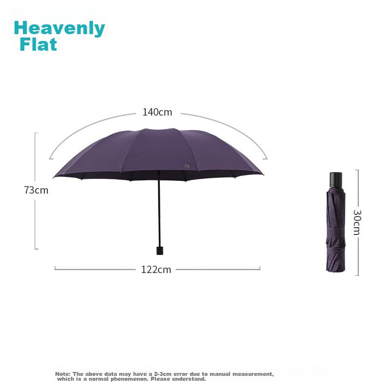 Extra-Large Folding Umbrella, Triple-Fold Reinforced Large Umbrella for Three People, All-Steel Ten-Rib Large Umbrella for Sun And Rain, Purple Color