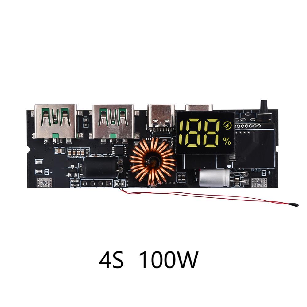 Модуль защиты зарядного устройства для аккумуляторов 18650 3S 4S 5S Модуль платы PCB для повербанка Двойная USB быстрая зарядка с защитой BMS 65 Вт 100 Вт
