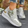 Fashion Gold Silver Wedge Sneakers for Women Lightweight Non Slip Casual Sports Shoes Woman Comfort Thick Sole Walking Shoes Plus Size