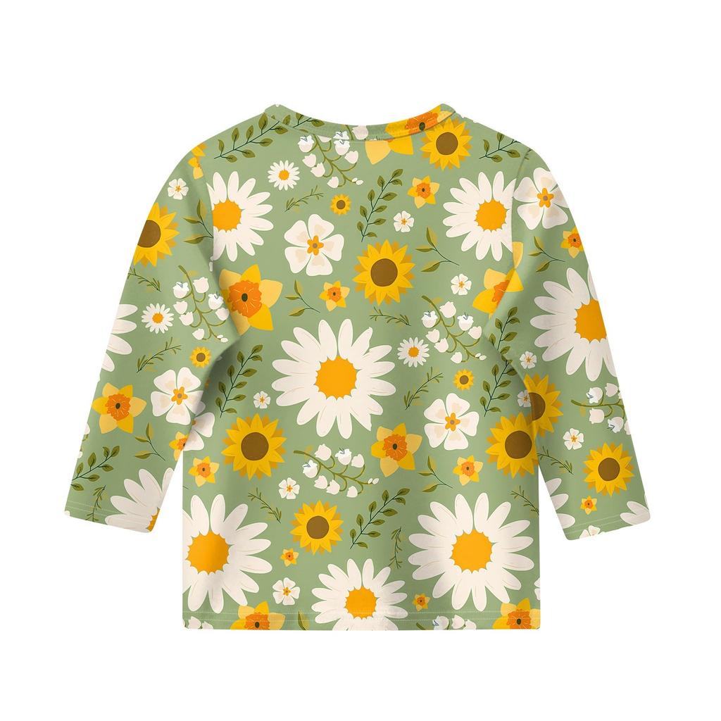 Детская футболка с рукавом 3/4, повседневная футболка с принтом, круглый вырез, блузка-пуловер