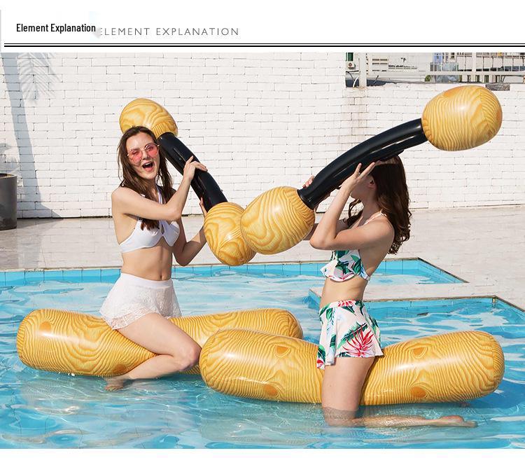 Надувной взрослый набор для водной джостинг-игры с деревянными палками и поплавками