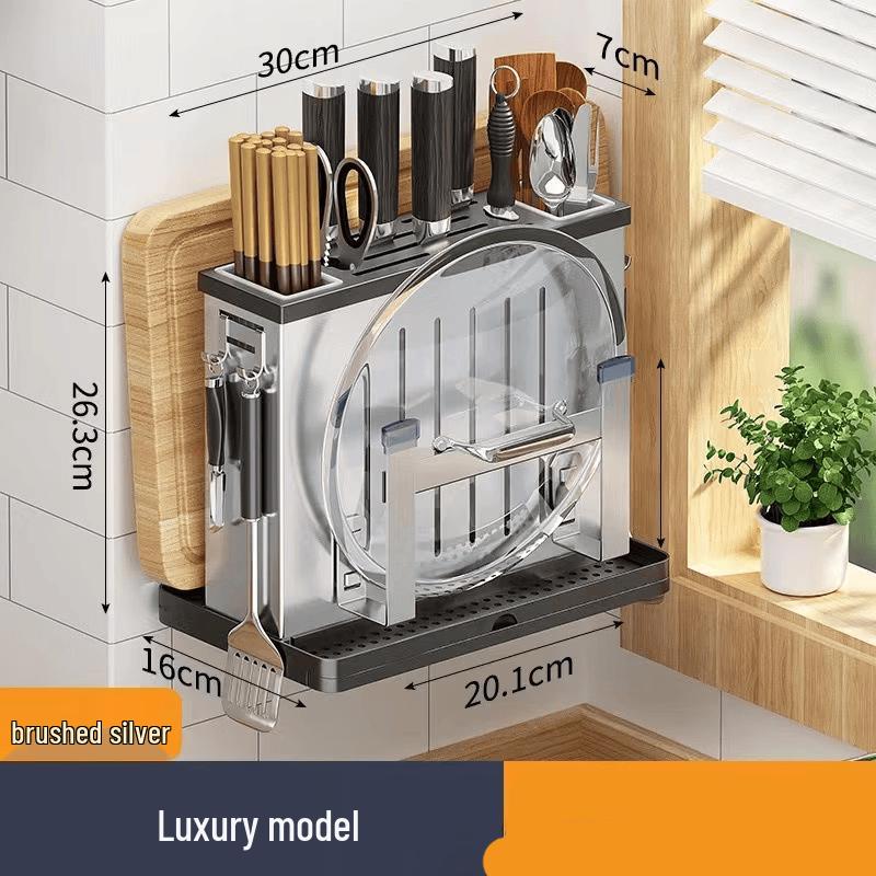 Brangdy 304 Stainless Steel Wall-Mounted Kitchen Organizer Rack