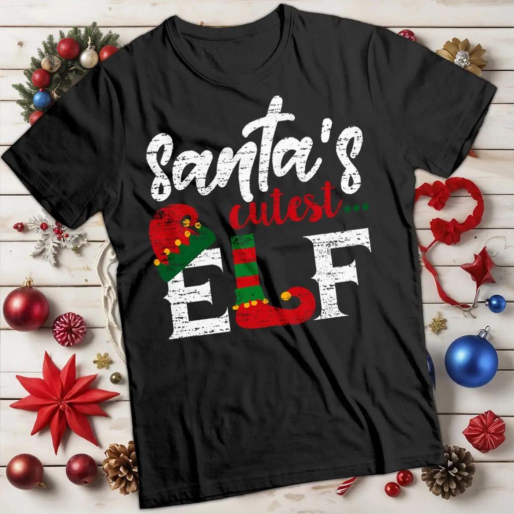 Santa Claus Elf Christmas T Shirt Funny Unisexs and Womens MC vintage Washed homme Versatile designer clothes Breathable Casual