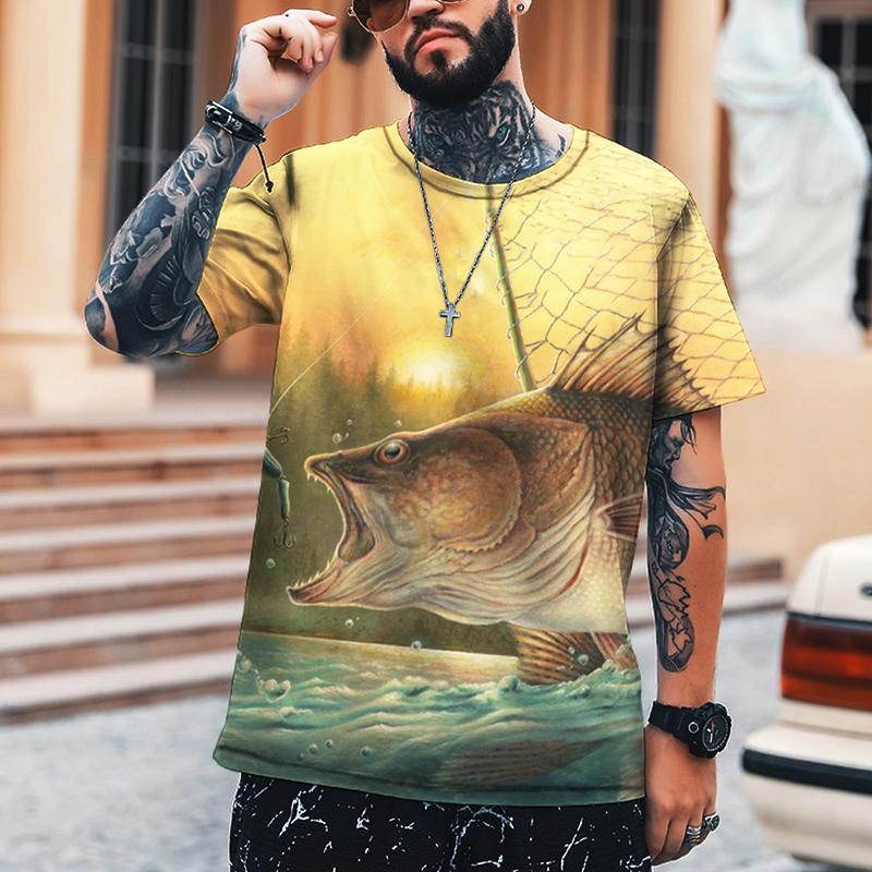 Мужская куртка для рыбалки на открытом воздухе, напечатанная в 3D, незаменимая вещь для рыбалки, повседневная одежда для улицы, с коротким рукавом, очень большая