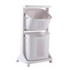 Yousheng Multi-Tier Rolling Laundry Hamper Dirty Clothes Basket Cart with Removable Basket Top Shelf Wheeled Laundry Storage Cart for Bedroom Bathroom