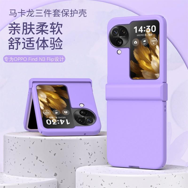 Full Coverage Shockproof Case OPPO Find N3 Flip Matte Macaron Colors PC Hard Shell With Magnetic Anti-Scratch Design