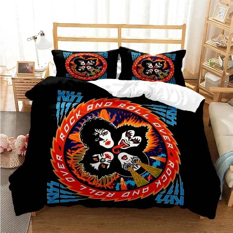 Kiss Band Fashion Comfortable Duvet Quilt Cover Pillowcase Bedding Set Children Bedroom Decoration Home Textile