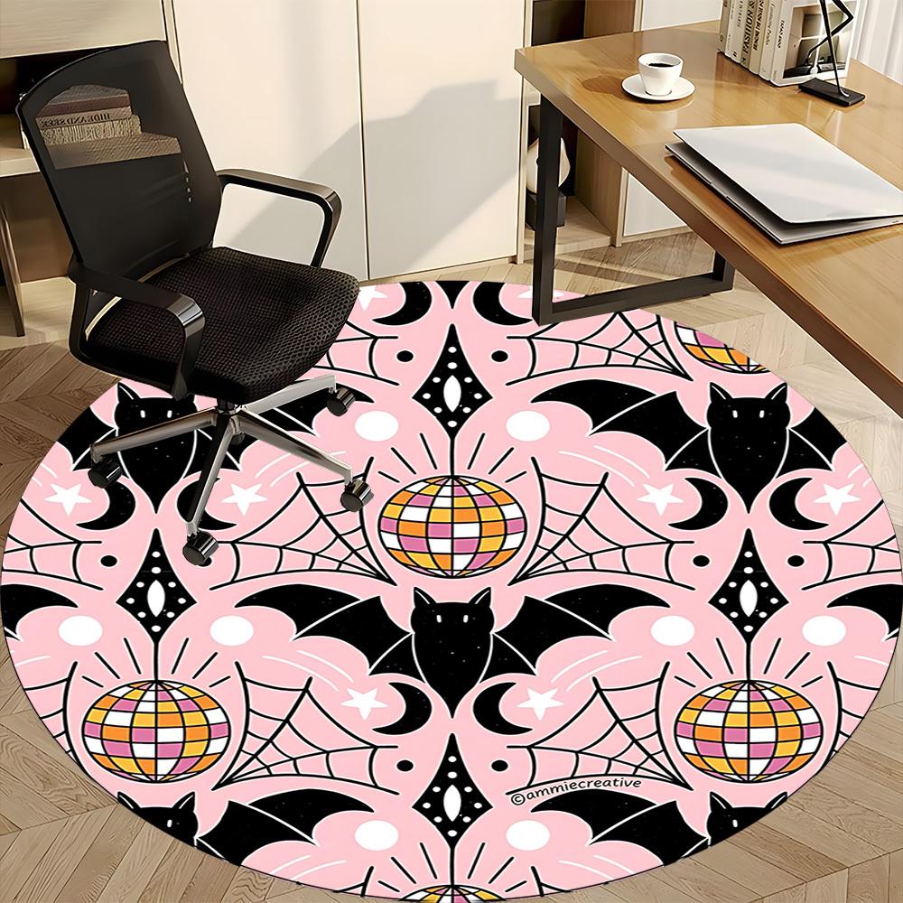 1pc Bat PrintChair Carpet for Office, Indoor Non-Slip Washable Polyester Fiber Carpet, Mat For Office, Machine Washable
