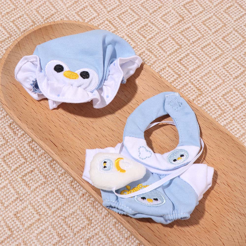 1 set Penguin Baby 10cm Cotton Doll Clothes Baby Bottle Cartoon Cotton Doll's Clothes Set Outfit Mini 10cm Doll Clothes