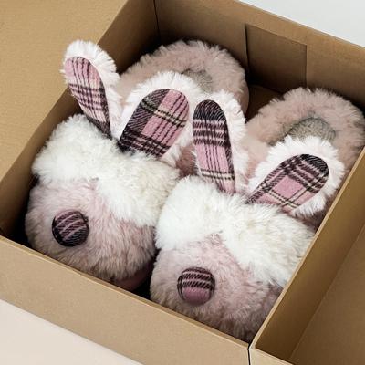 Милые хлопковые тапочки-кролики осень-зима, с закрытым носком, хлопковый моп, теплые плюшевые домашние комнатные хлопковые туфли на мягкой подошве