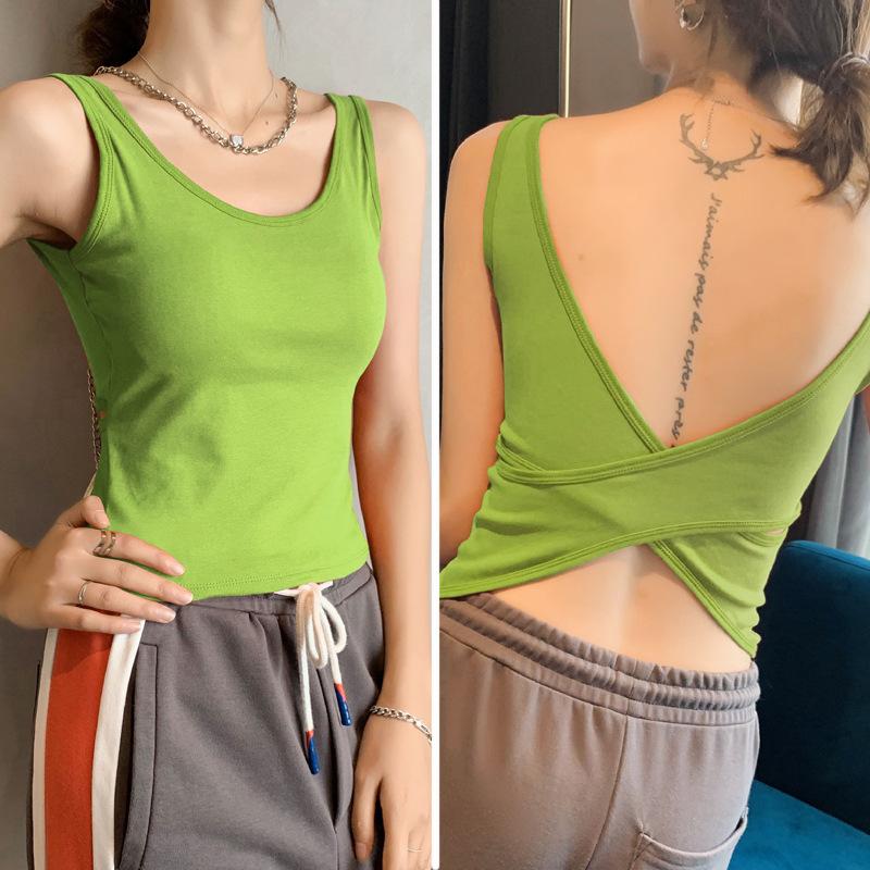 Q Tiktok Belt Chest Pad Sports with A Beautiful Back Strap Network Red Explosive Small Vest Female Summer Outside Wear Tide Bottom Female