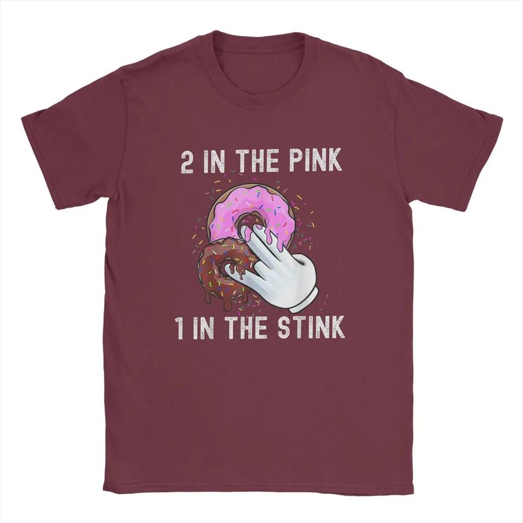 Футболки унисекс 2 In The Pink 1 In The Stink, пончик, грязный юмор для взрослых, шутки, забавная футболка из чистого хлопка, футболки с короткими рукавами и круглым вырезом