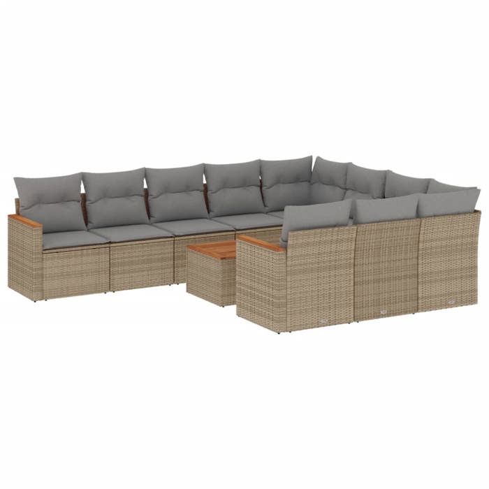 VidaXL Salon de Jardin avec Coussins 11 pcs, Canapés de Terrasse, Ensemble de Meubles de Patio, Mobilier d'Extérieur, 3226346