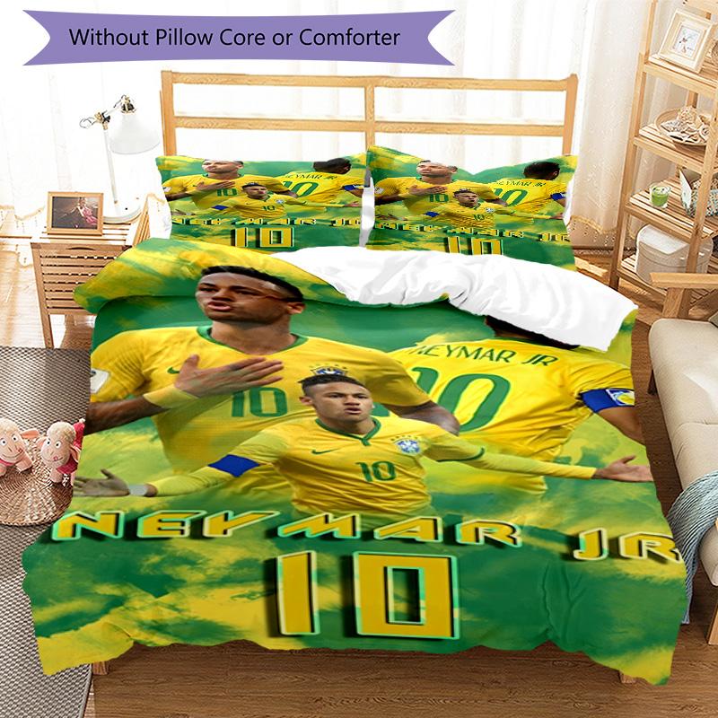 3pcs Neymar11 Design Cover Set - HD Printed Bedding with 1 Cover and 2 Pillowcases - Perfect for Home and Dorm Decor