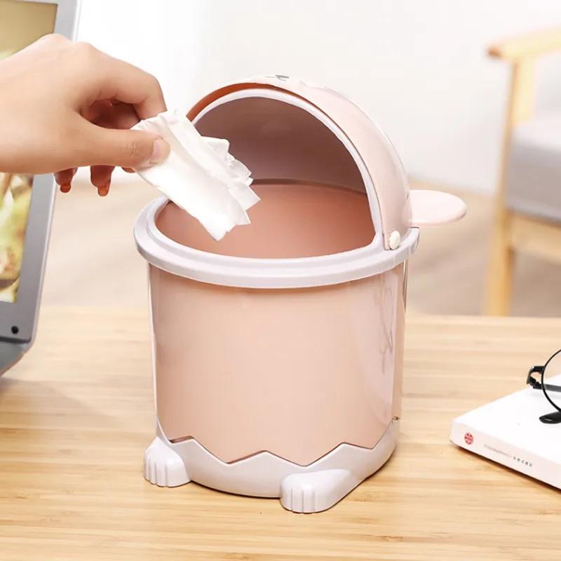 Настольный мусорный бак с крышкой Мини-мусорный бак на столе Креативный домашний журнальный столик для гостиной Маленькая корзина для бумаг Инструмент для хранения бытового мусора