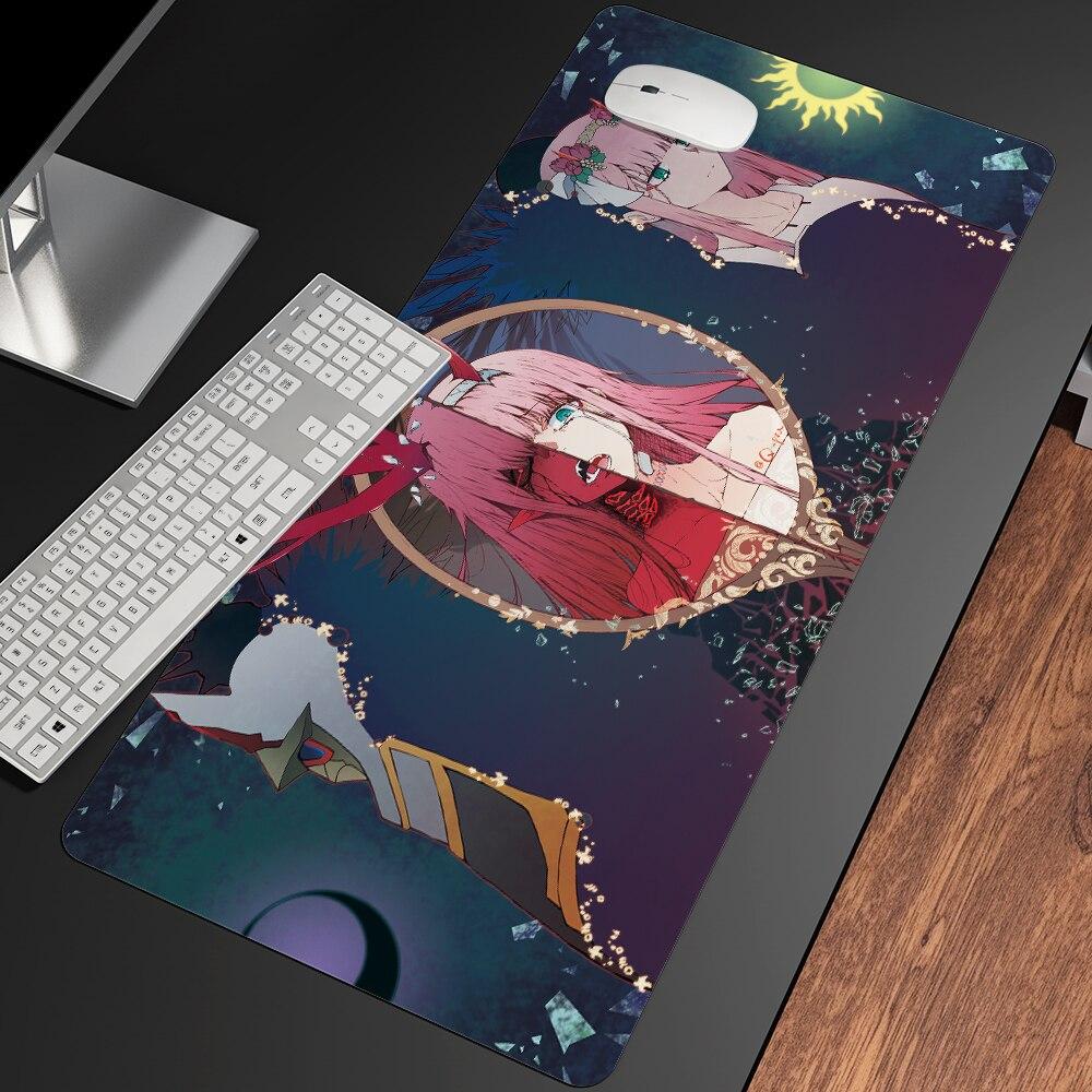 Сексуальный аниме «Дорогая в FranXX», офисные мыши, геймерские мягкие коврики для мыши с запирающимся краем, большой коврик для мыши, мультяшные офисные коврики для клавиатуры