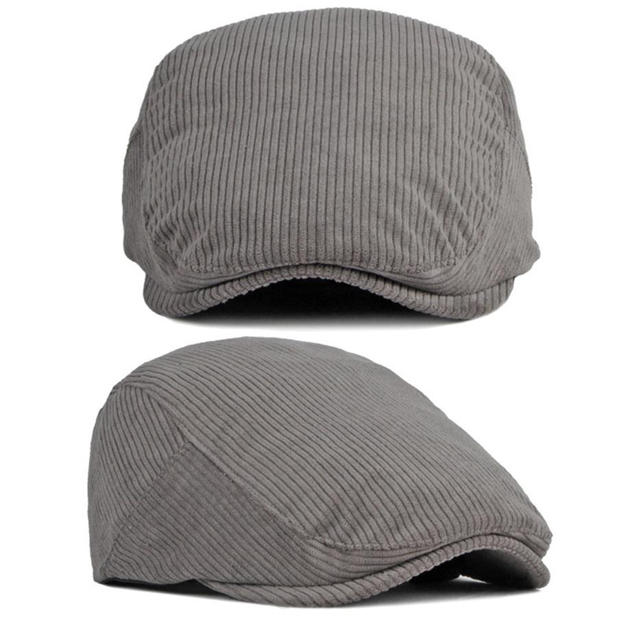 Осень-зима берет с утиным язычком для мужчин, однотонные вельветовые шляпы для пап, козырьки для газетчиков