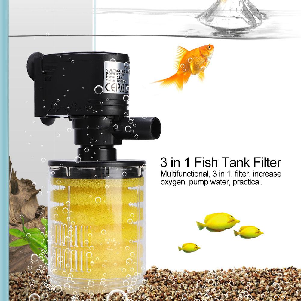 3 In 1 Filter Filtering Oxygen Aeration Pump Water for Fish Tank Aquarium