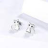 Серьги-гвоздики с очаровательными кошками из стерлингового серебра S925, простые милые корейские серебряные украшения с животными