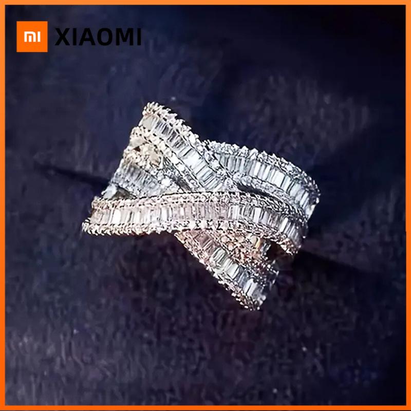 Xiaomi Huitan Роскошные кольца-перстни в форме креста для женщин Блестящие кубические цирконы Серебристый цвет Женский аксессуар Свадебные модные украшения