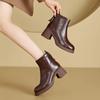 Fashion New 2024 Women Boots Women Genuine Leather Warm Plush Winter Boots High Heels Shoes Fashion Thick Heel Woman Ankle Boots