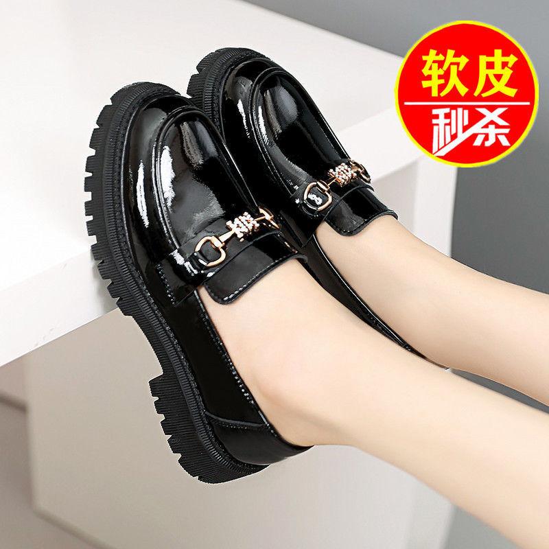 Настоящие мягкие кожаные мокасины женские в британском стиле маленькие кожаные туфли толстые мягкие подошвы одинарные туфли женские длинные не устающие женские туфли