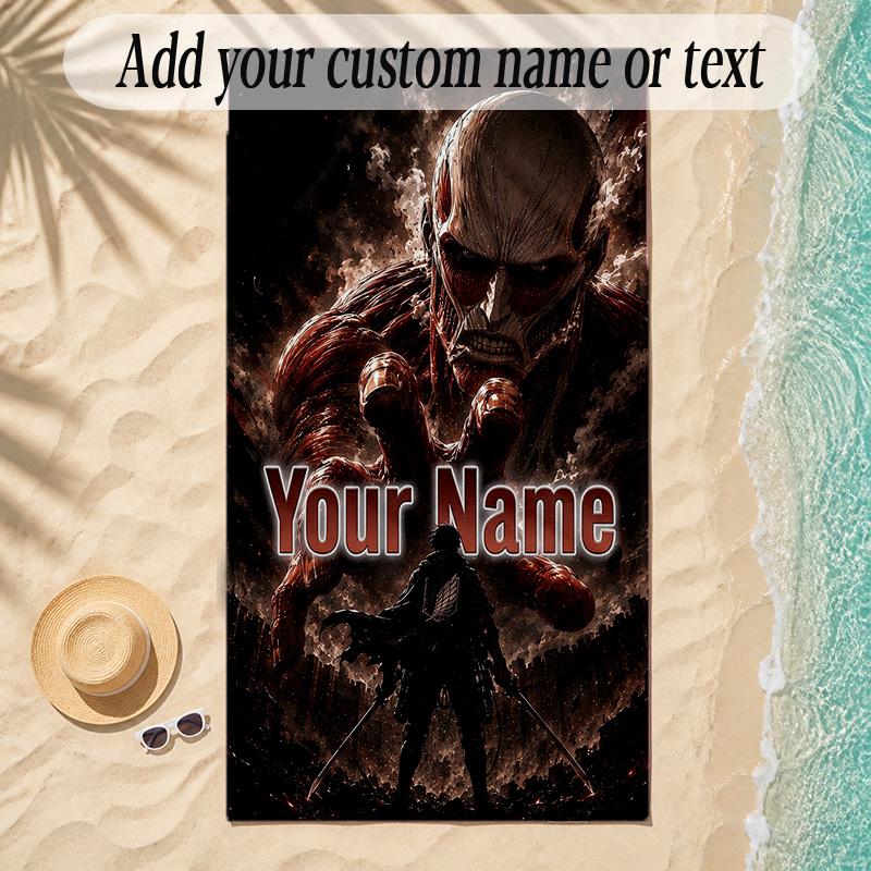 Beach TowelAttack on Titan Custom Name Text Personalized Soft Towel for Beach Pool Indoor Home Decor Gift