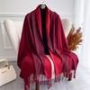 Зимние женские шарфы длинные теплые градиентные имитация кашемира хиджаб однотонный женский шаль-накидка женская пашмина бандана головной платок